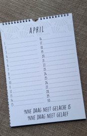 Papieren kalender met teksten