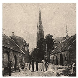 Onderzetter "Dorpstraat met kerk"