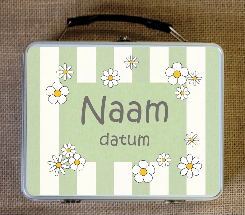 Koffertje met naam bloemen