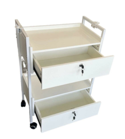Prof trolley - luxe werktafel 2 lades - kleur wit, leverkosten : € 50,00 inbegrepen