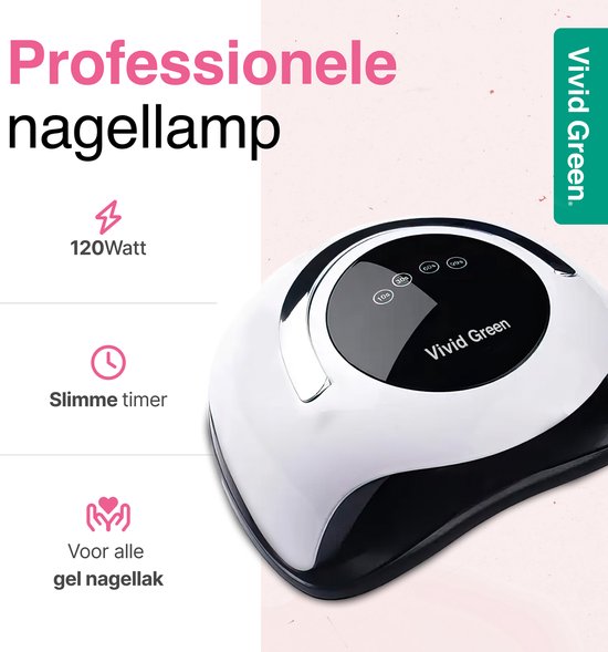 Nagellamp voor Gellak 120W - UV Lamp Gelnagels - Gellak - Led Lamp Nagels - Nageldroger - Nagellak Droger - 120W - Vivid Green