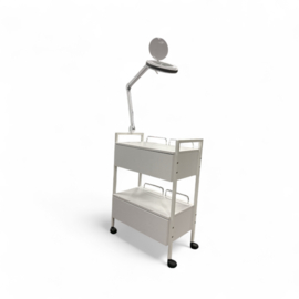 P Clinic Trolley Paris met 2 laden met aan beide Kanten houder voor loupelamp
