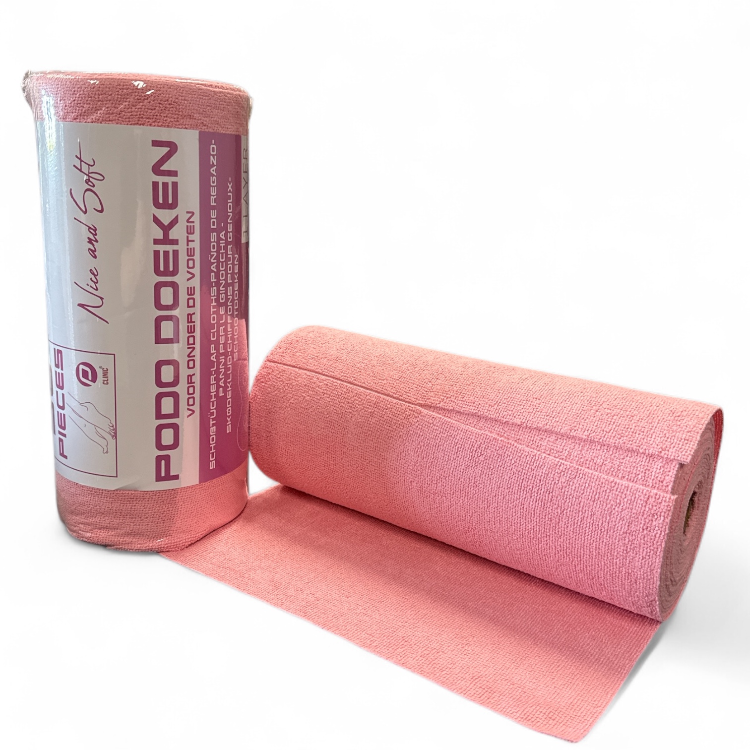 P CLINIC WASBARE PODO DOEKEN EXTRA ZACHT ROZE OP DE ROL