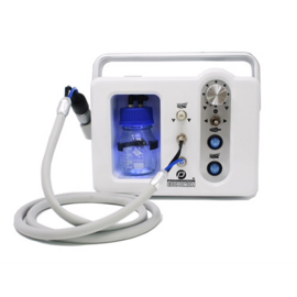 Ambulante pedicureset : Podomonium Ecomonium  natfreestoestel, beensteun, steun voor lampje, opvangschaal,  loupelamp, professionele koffer, 6 delige frezenset, frezendoosje, sprayvloeistof, handstukspray