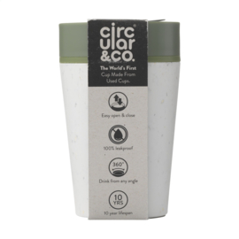 Circular&Co Recycled Coffee Cup 227 ml koffiebeker, Wit & Groen