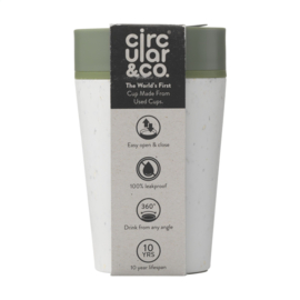 Circular&Co Recycled Coffee Cup 227 ml koffiebeker, Wit & Zwart