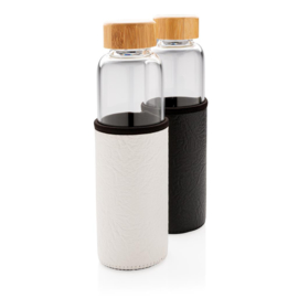 Glazen fles met PU sleeve, zwart