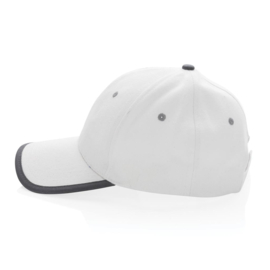 Impact AWARE ™ 6 panel cap van geborsteld katoen met bies, wit