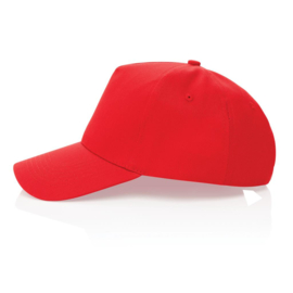 Impact 5 panel 280gr recycled katoenen cap met AWARE™ tracer, rood