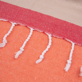 Unique Hammam handdoek - Orange Red Beige