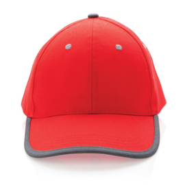 Impact AWARE ™ 6 panel cap van geborsteld katoen met bies, rood