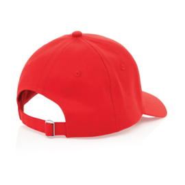 Impact 6 panel 280gr gerecycled katoenen cap, AWARE™ tracer, rood