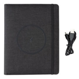 A5 notitieboek omslag met draadloze oplader, zwart