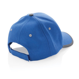 Impact AWARE ™ 6 panel cap van geborsteld katoen met bies, blauw