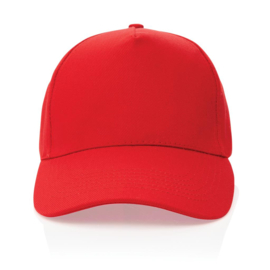 Impact 5 panel 280gr recycled katoenen cap met AWARE™ tracer, rood