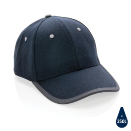 Impact AWARE ™ 6 panel cap van geborsteld katoen met bies, donkerblauw