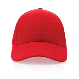 Impact 6 panel 190gr gerecycled katoenen cap, AWARE™ tracer, rood