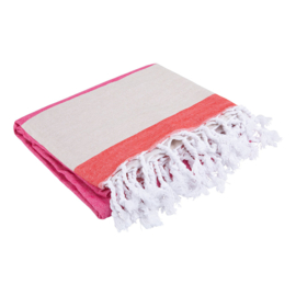Tweepersoons hammam handdoek - Summer Blanket Unique - Red Fuchsia Beige