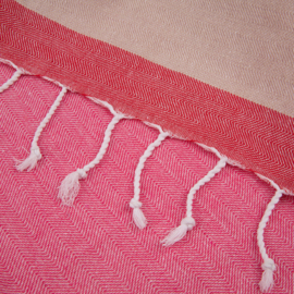 Unique Hammam handdoek - Fuchsia Beige