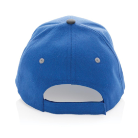 Impact AWARE ™ 6 panel cap van geborsteld katoen met bies, blauw