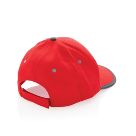 Impact AWARE ™ 6 panel cap van geborsteld katoen met bies, rood