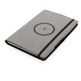 RPET notitieboekje navulbaar & draadloze oplader, grijs