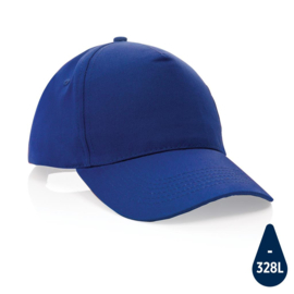 Impact 5 panel 190gr gerecycled katoenen cap, AWARE™ tracer, blauw