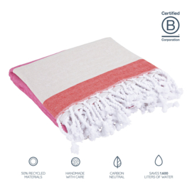 Unique Hammam handdoek - Fuchsia Beige