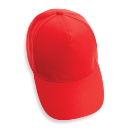 Impact 5 panel 280gr recycled katoenen cap met AWARE™ tracer, rood