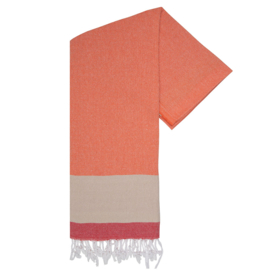 Unique Hammam handdoek - Orange Red Beige