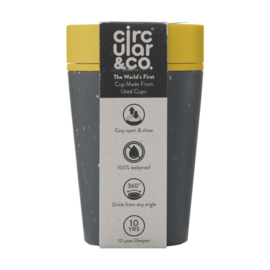 Circular&Co Recycled Coffee Cup 227 ml koffiebeker, Zwart & Geel