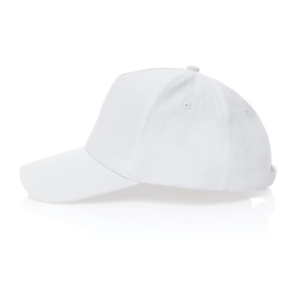 Impact 5 panel 280gr recycled katoenen cap met AWARE™ tracer, wit