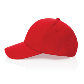 Impact 6 panel 190gr gerecycled katoenen cap, AWARE™ tracer, rood