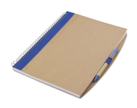 A4 Notitieboekje van gerecycleerd papier incl. gerecyclede pen blauw