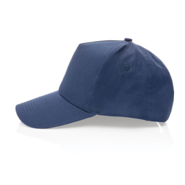 Impact 5 panel 190gr gerecycled katoenen cap, AWARE™ tracer, donkerblauw