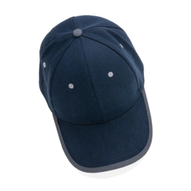 Impact AWARE ™ 6 panel cap van geborsteld katoen met bies, donkerblauw