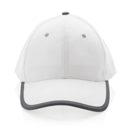 Impact AWARE ™ 6 panel cap van geborsteld katoen met bies, wit