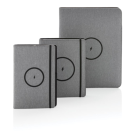 RPET notitieboekje navulbaar & draadloze oplader, grijs
