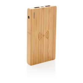 Bamboe 4.000 mAh powerbank met draadloze oplader