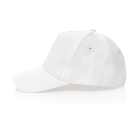 Impact 5 panel 190gr gerecycled katoenen cap, AWARE™ tracer, wit