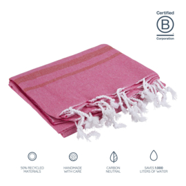 Vibe Hammam handdoek - Fuchsia & Red