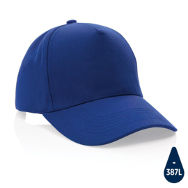 Impact 5 panel 280gr recycled katoenen cap met AWARE™ tracer, blauw