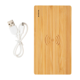 Bamboe 4.000 mAh powerbank met draadloze oplader