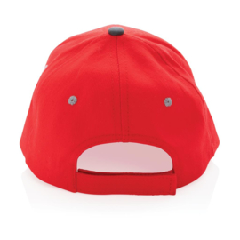 Impact AWARE ™ 6 panel cap van geborsteld katoen met bies, rood