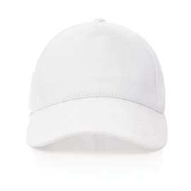 Impact 5 panel 190gr gerecycled katoenen cap, AWARE™ tracer, wit