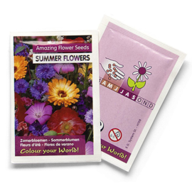 Zaadzakjes bedrukken met je eigen logo - zomerbloemen 55 x 55 mm
