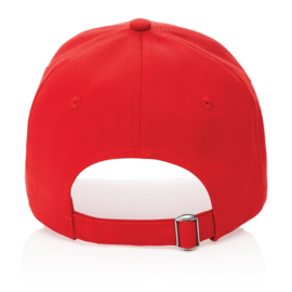 Impact 6 panel 280gr gerecycled katoenen cap, AWARE™ tracer, rood