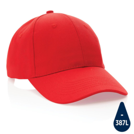 Impact 6 panel 280gr gerecycled katoenen cap, AWARE™ tracer, rood