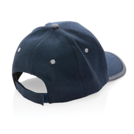 Impact AWARE ™ 6 panel cap van geborsteld katoen met bies, donkerblauw