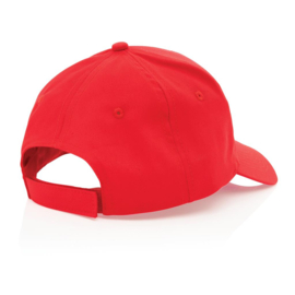 Impact 5 panel 190gr gerecycled katoenen cap, AWARE™ tracer, rood